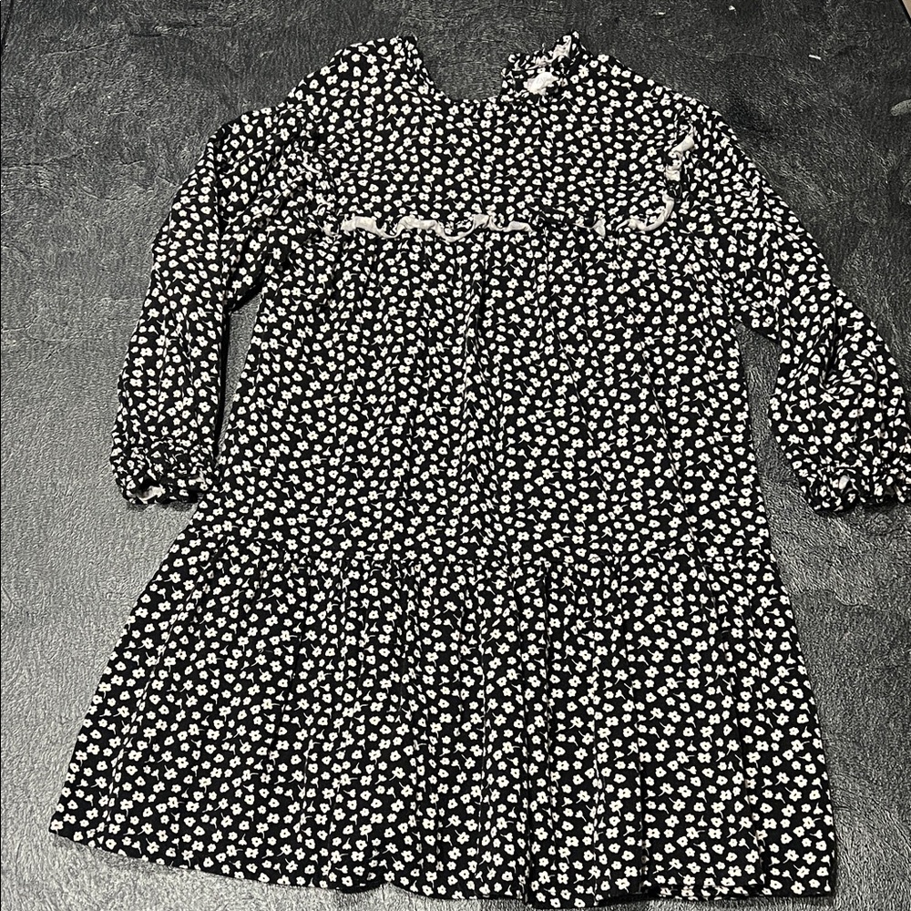 Zara Black and White Floral Kids Casual Dress